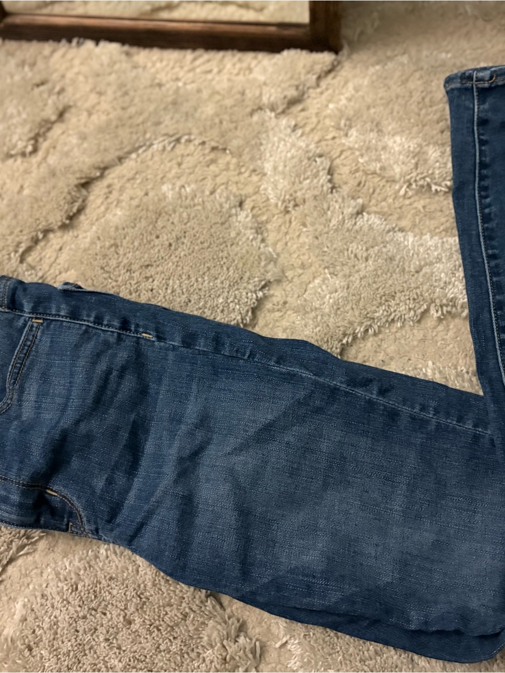 American Eagle Outfitters Dark Blue Denim Jeans with Gold Stitching